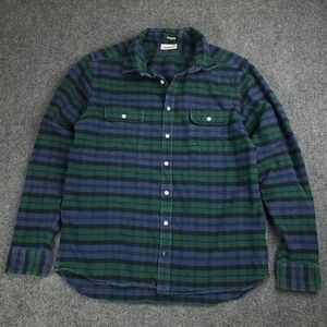 Men's Green & Navy Plaid Button-Down Shirt